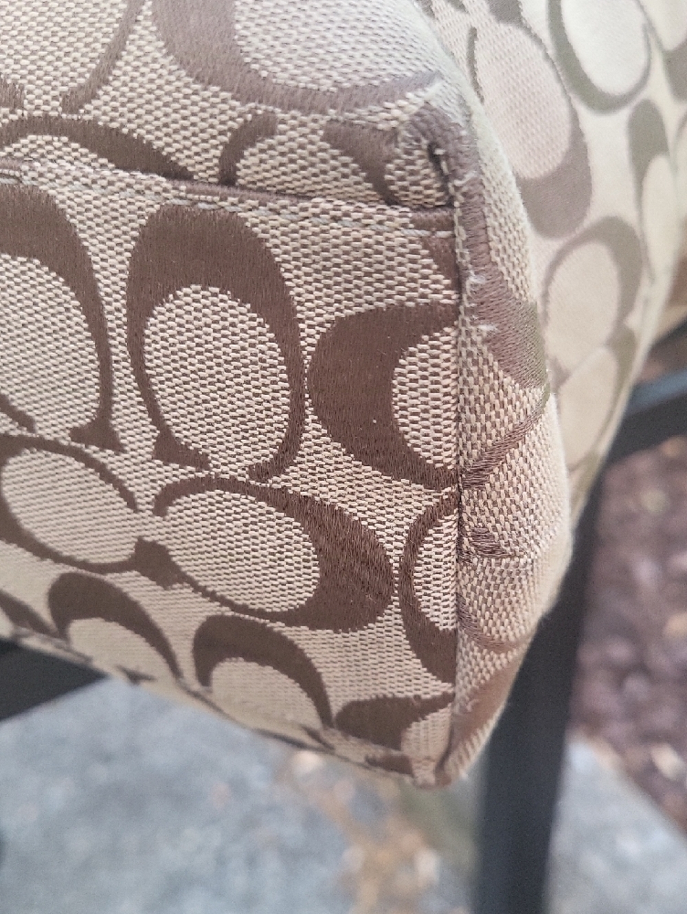 Coach Monogram Tote in Brown and Tan with Gold Hardware - Picture 5 of 13
